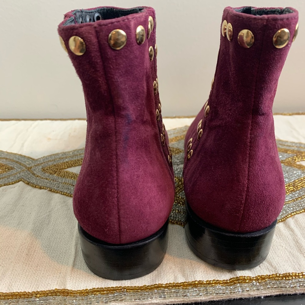 Diane Von Furstenberg Plum Studded Ankle Boot - Picture 5 of 6